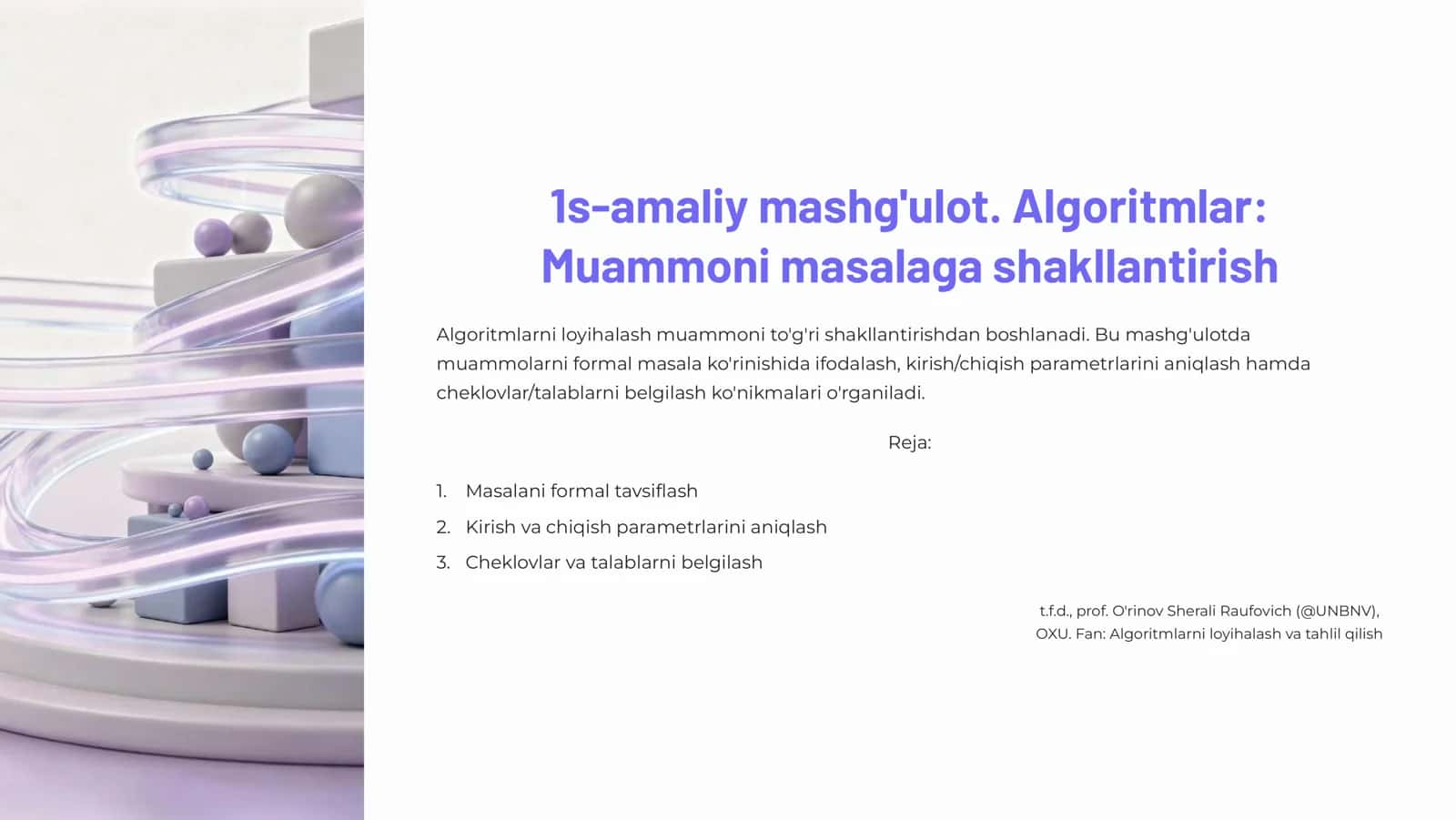 Algoritm tuzilishning amaliy