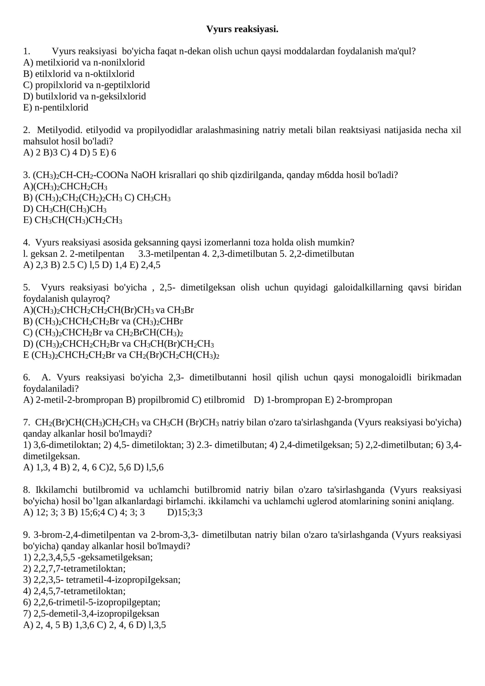 Vyurs reaksiyasi