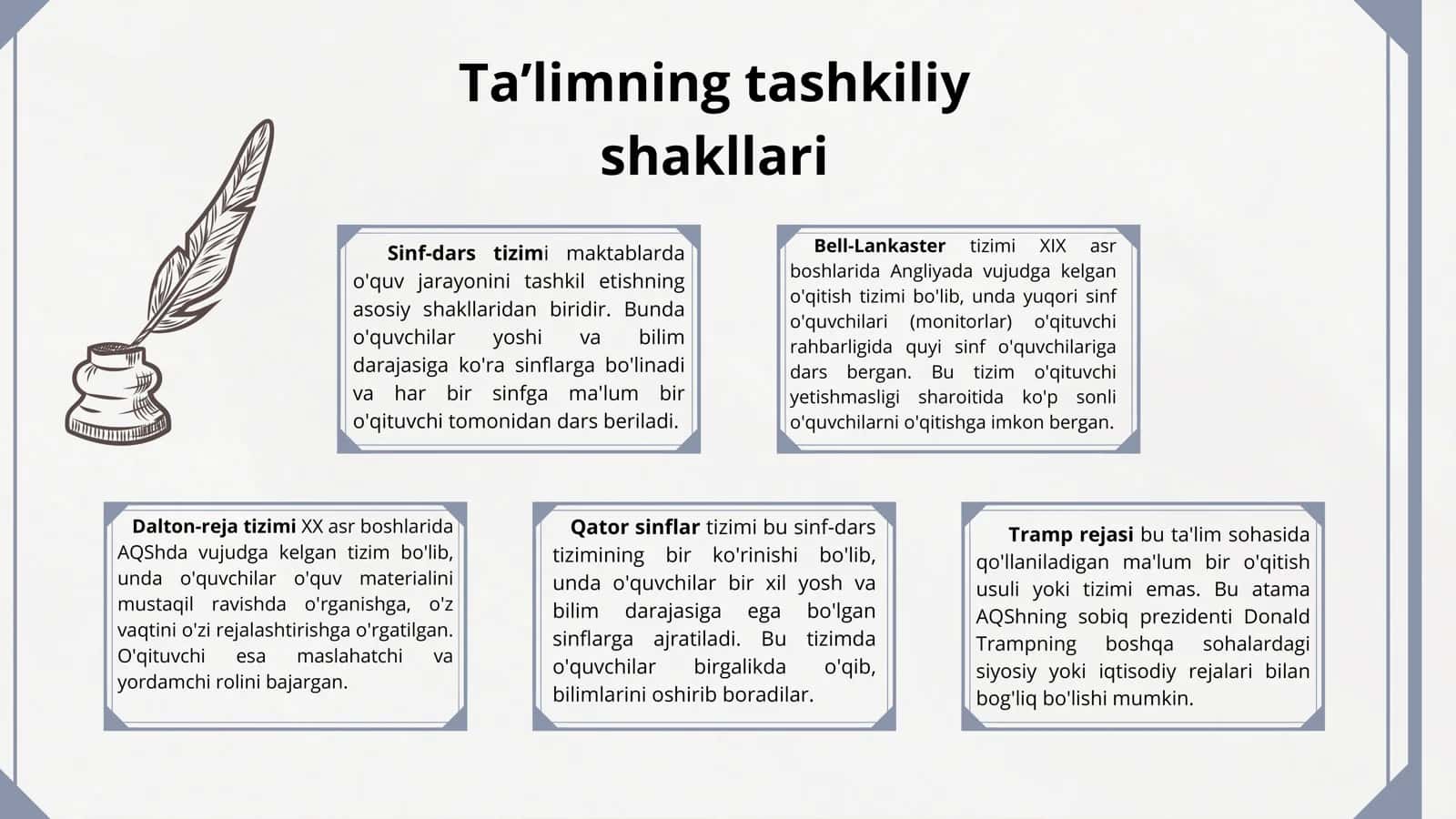 Ta'limning tashkiliy shakllari
