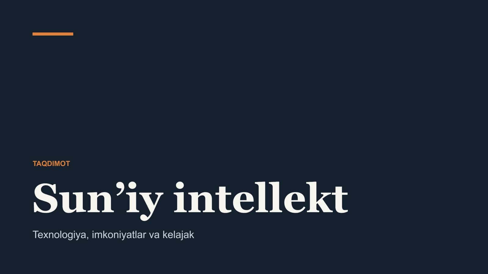 Sun'iy intellekt va uning kelajak texnologiyalaridagi o'rni mavzusida taqdimot