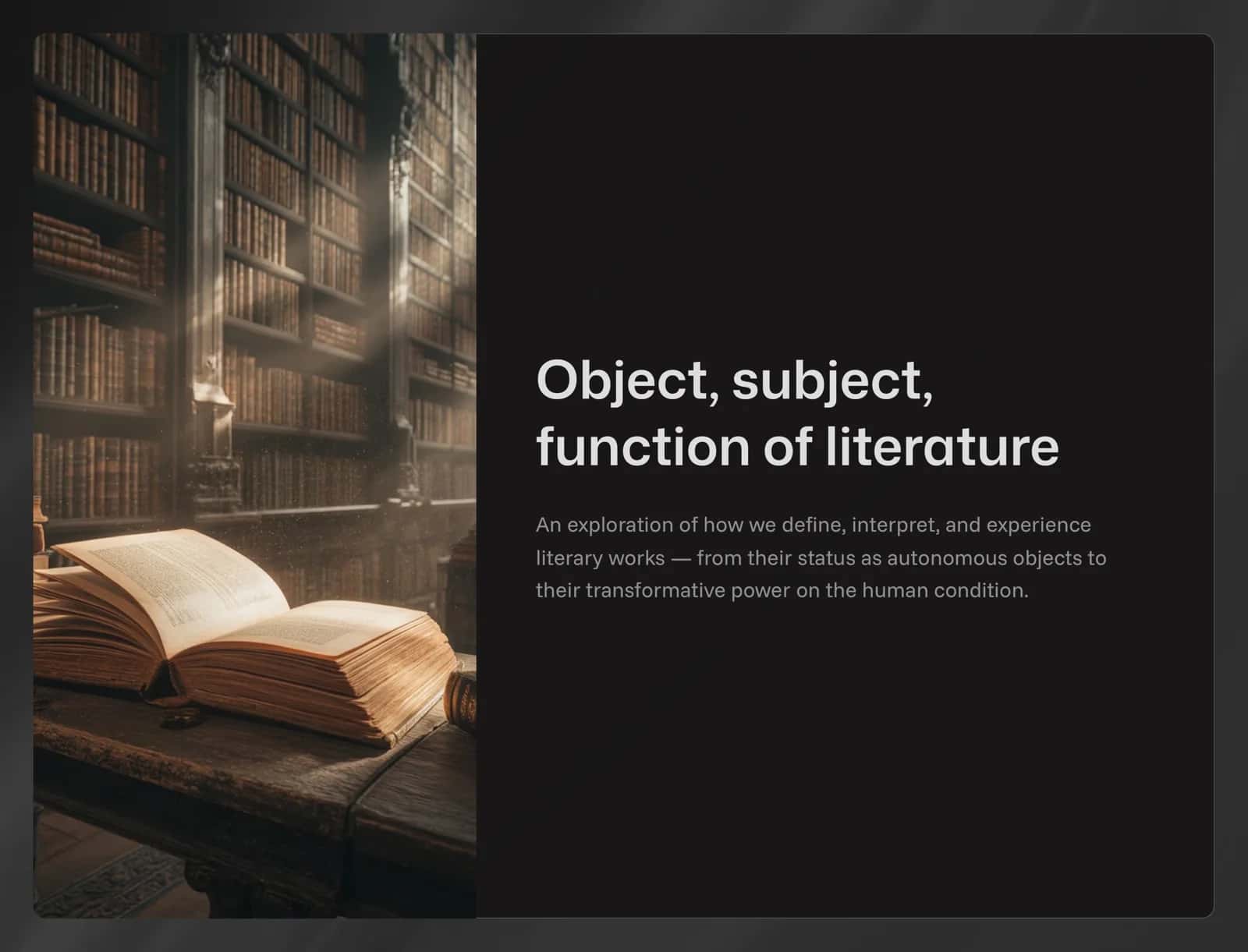 The Literary Work: An Object of Study
