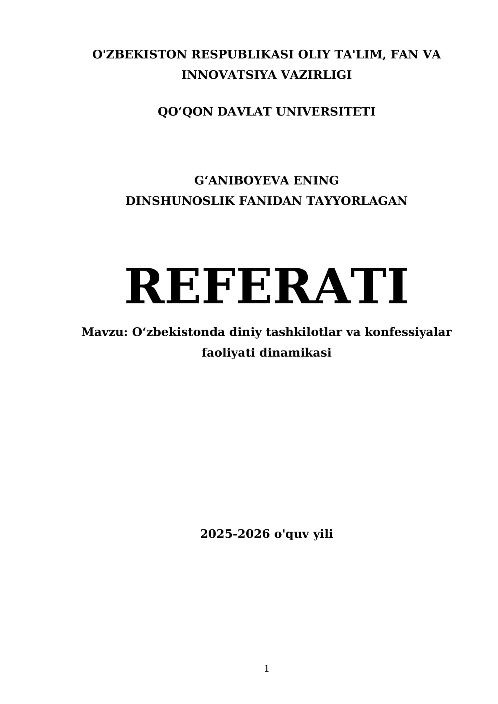 Oʻzbekistonda diniy tashkilotlar va konfessiyalar faoliyati dinamikasi