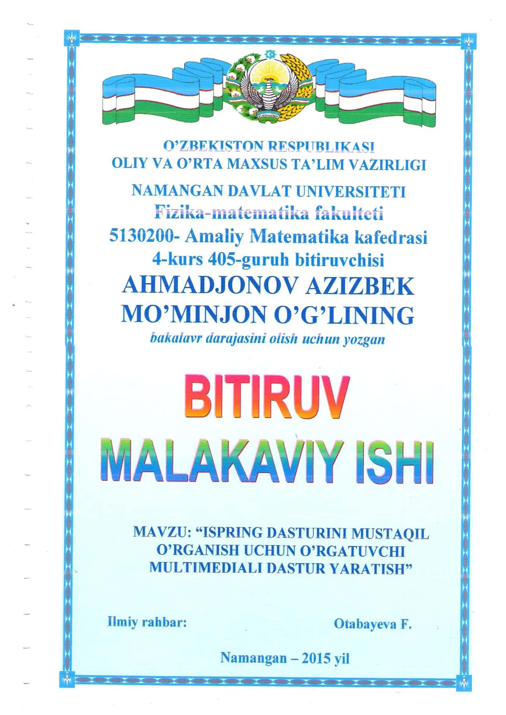 Kadrlar tayyorlash milliy dasturi