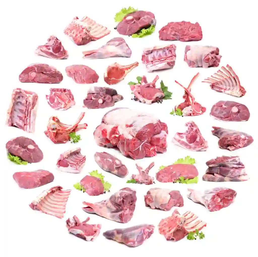 Qo'y go'shti oq fon | Lamb meat white background