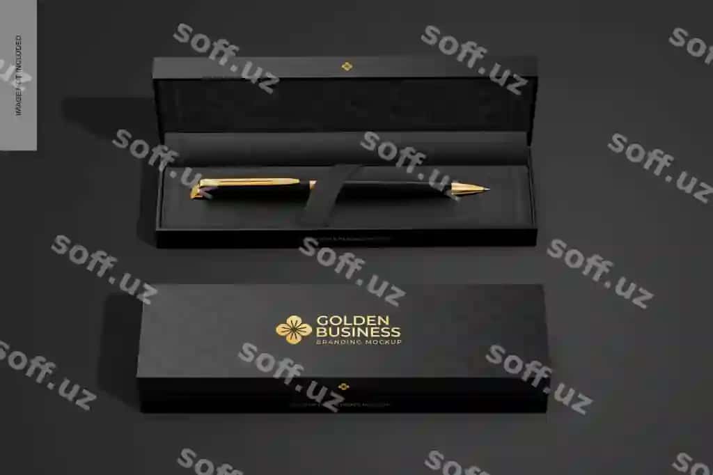 Oltin ruchka qutilari namunasi | Golden pen boxes mockup