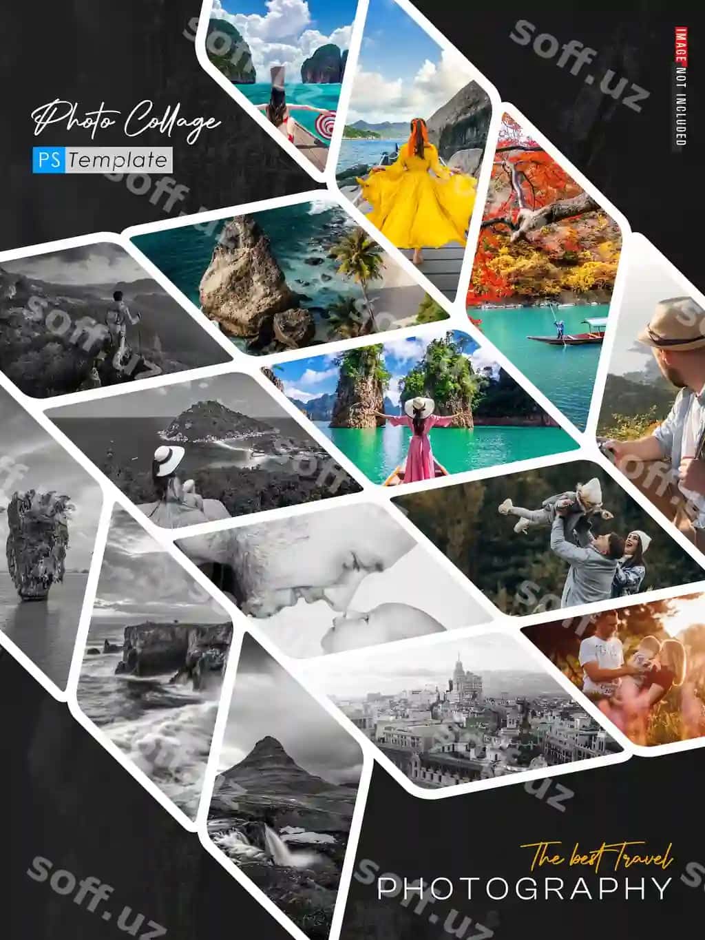 Foto kollej Photoshop tahrirlanga namuna shablon | Photo collage photoshop editable mockup template