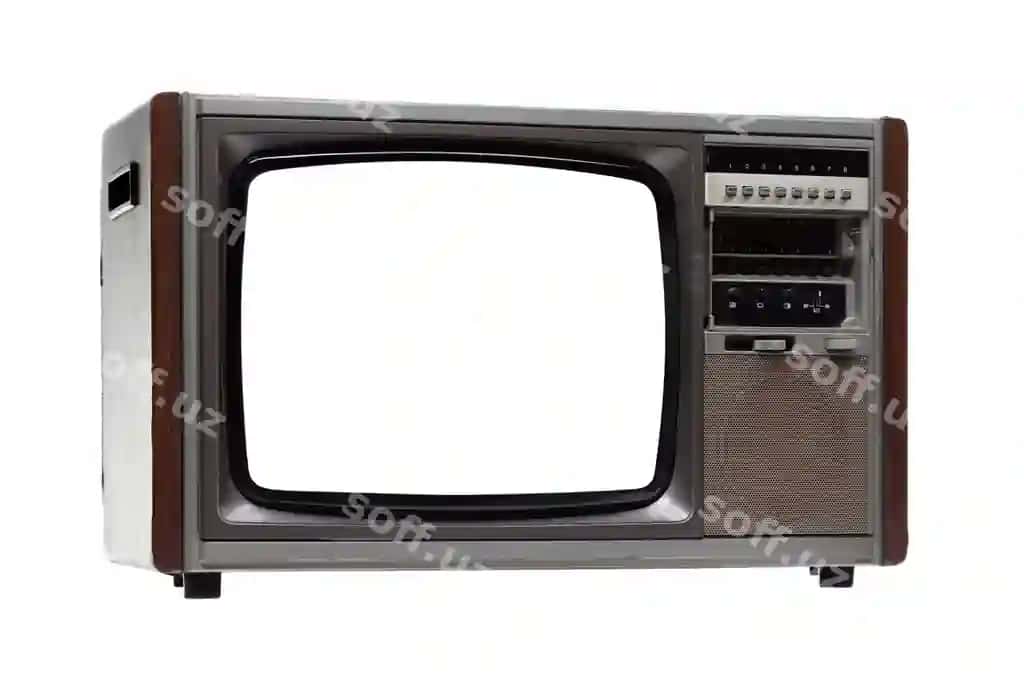 Vintjoz televizor oq bo'sh ekran bilan, oq fonda ajraltirilgan | Vintage tv with white blank screen isolated white