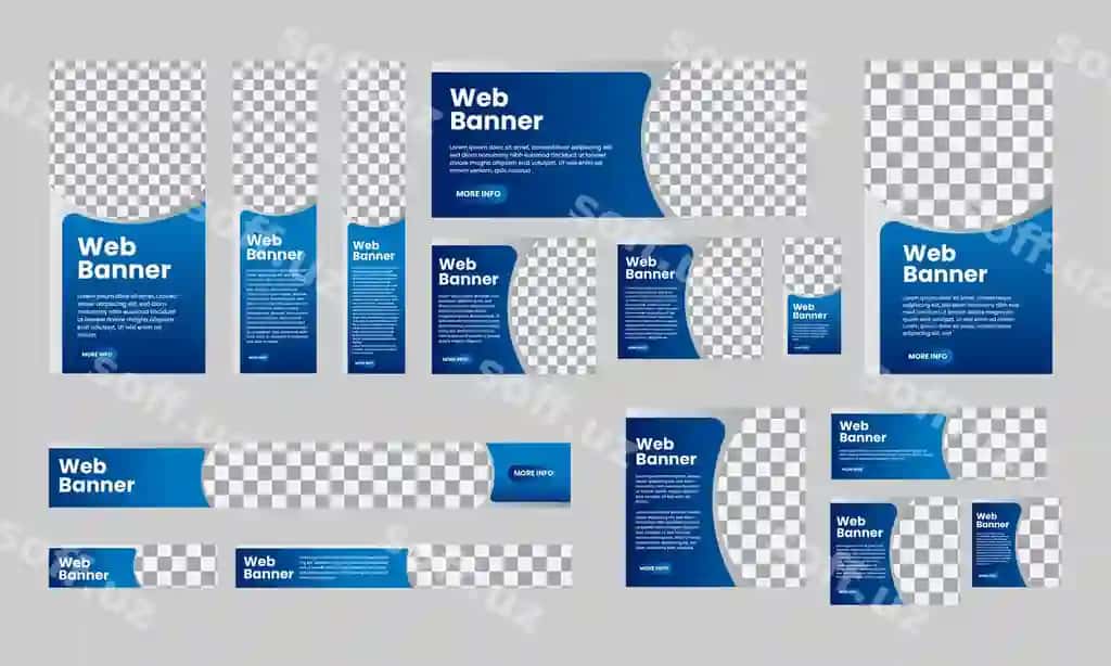 Bizznes veb banerlar standart o'lchov bilan joy fotosuratlari to'plami | Business web banners standard size with place photos set