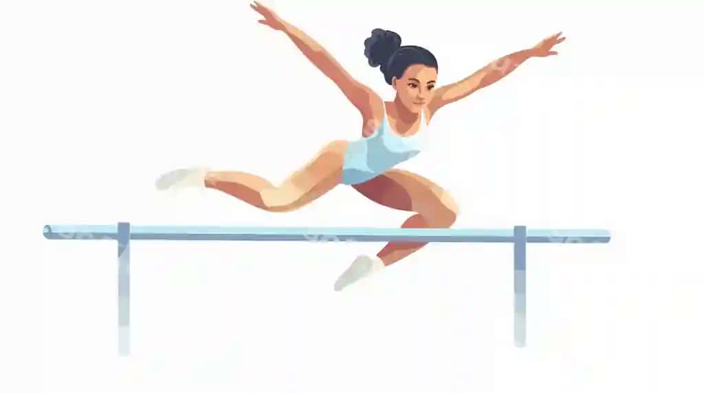 Professional ayol gimnastika stolbiklari illustratsiyasi | Professional woman gymnastics bars illustration