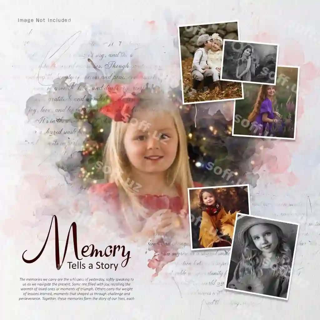 Hotira foto kolaj namunasi | Memory photo collage mockup