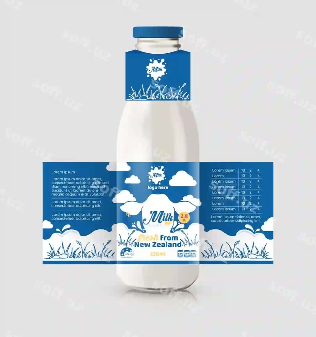 Sut shisha qadoqlash dizayni 1 | Milk bottle packaging design 1