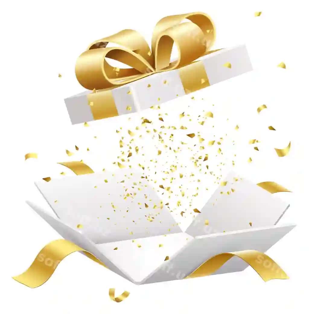 Sovg'a qutisi oltin lenta ochilish ramz ikon | Giftbox gold ribbon opening symbol icon