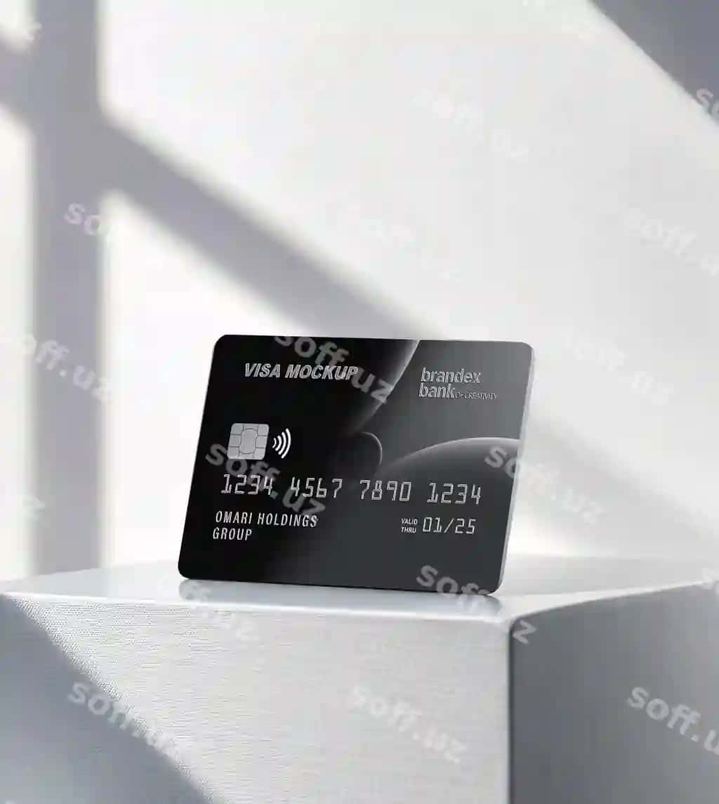 Noyob visa karta mockuplari zamonaviy minimalizm dizayni qora oq | Sleek visa card mockups with modern minimalistic design black white