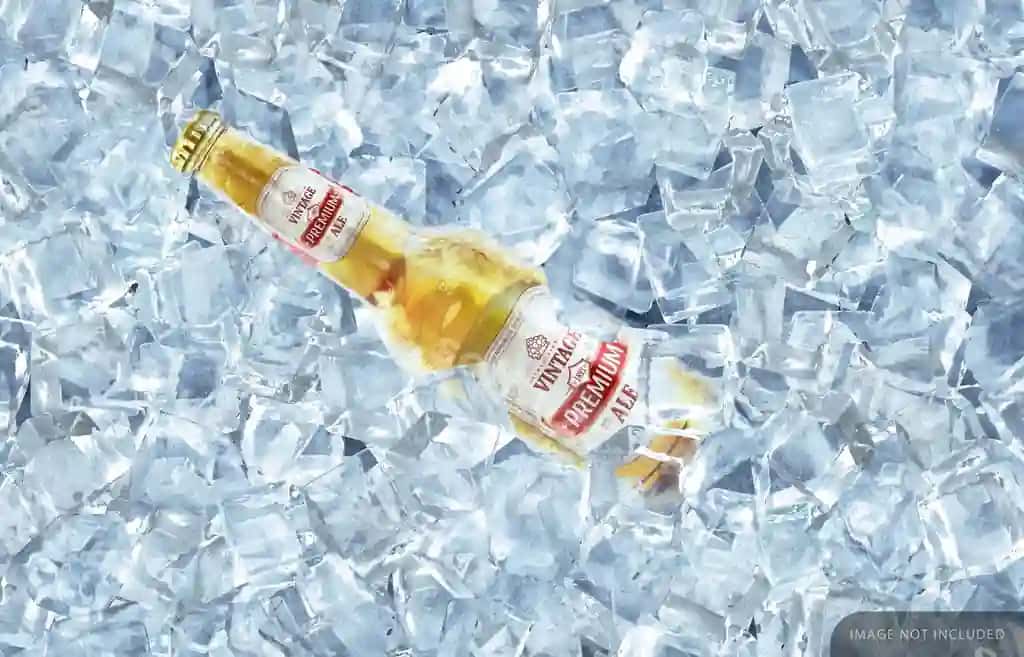 Muzlangan shaffof pivo shisha namunasi | Frozen clear beer bottle mockup