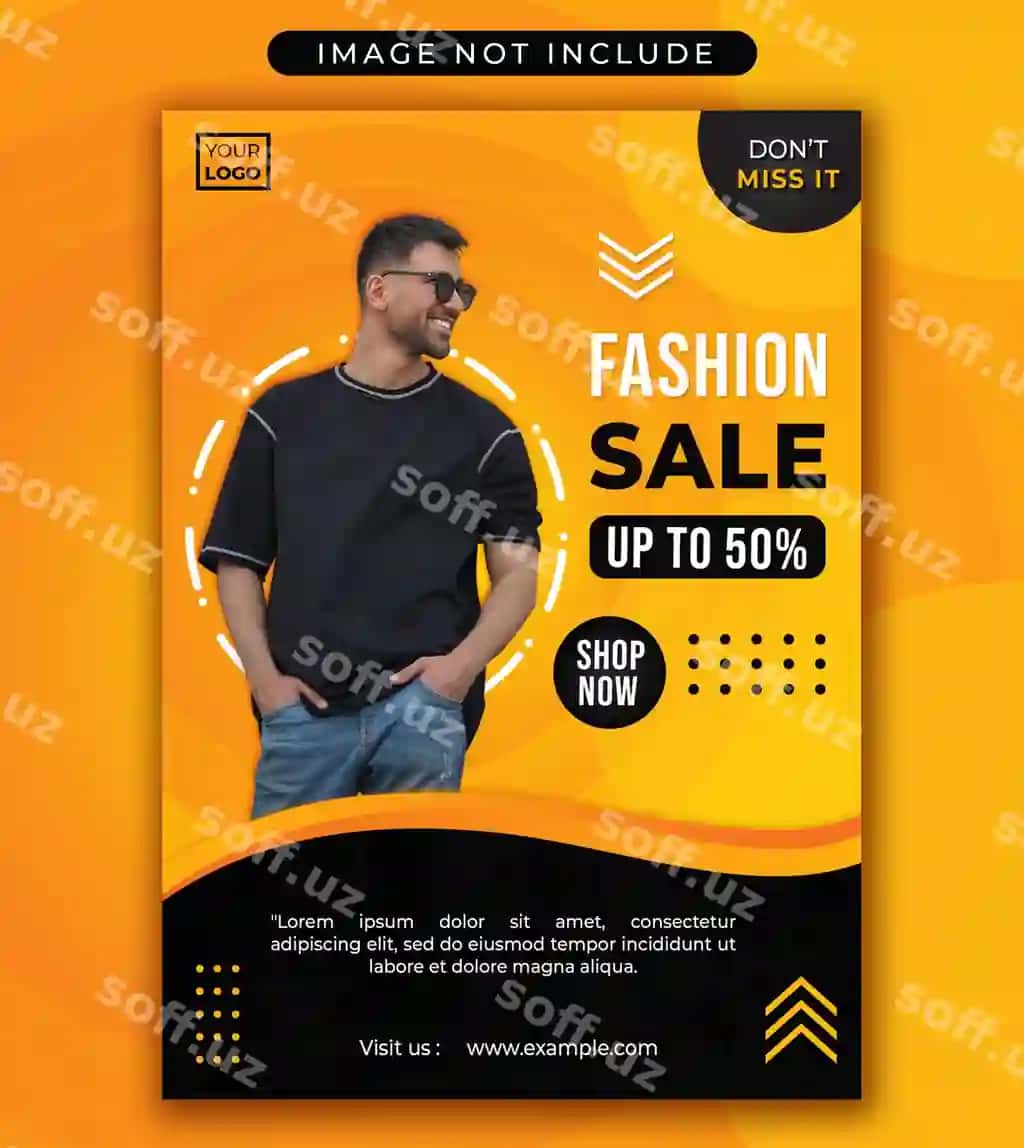 Poster moda sotuv shablon apelsin qora | Poster fashion sale template orange black