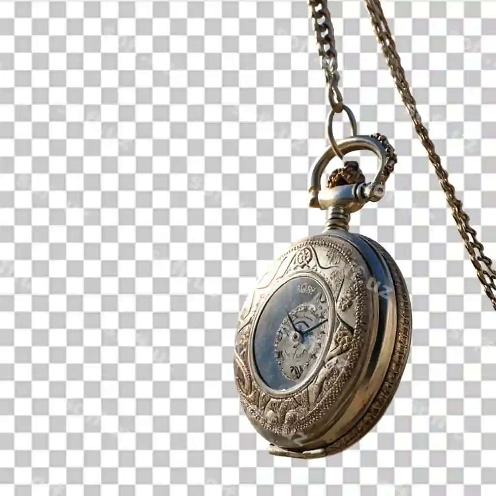 Izolyatsiya qilingan cho'ntak soati zanjiri bilan shaffof fon | Transparent background with isolated pocket watch chain