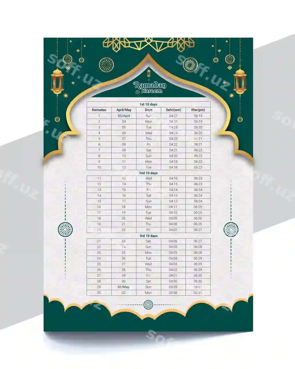 Ramadan kareem kalendar 2022 | Ramadan kareem calendar 2022