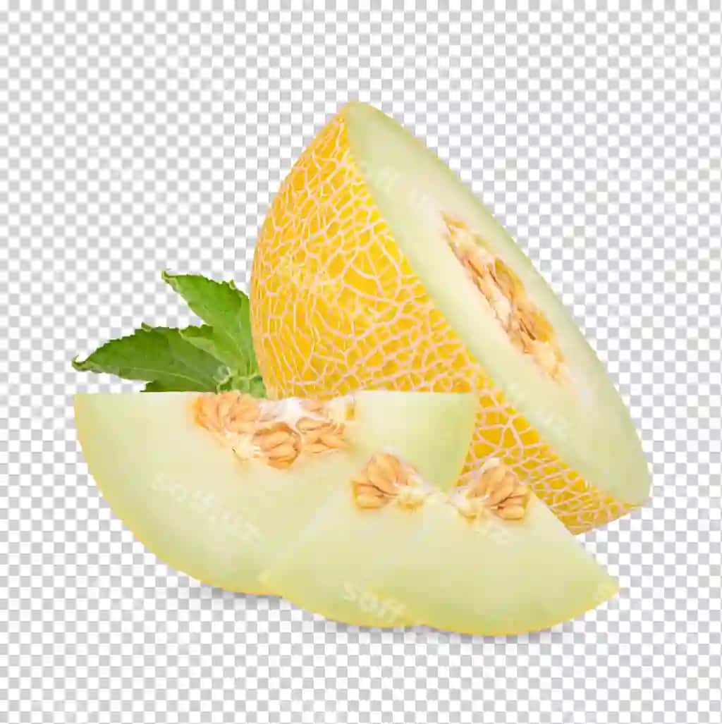 Kantalup bilan barglar ajraltirilgan premium psd | Cantaloupe with leaves isolated premium psd