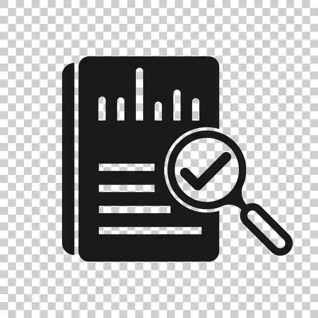 Audit hujjati belgisi shaffof uslub natijalari hisoboti vektor rasmi | Audit document icon transparent style result report vector illustration