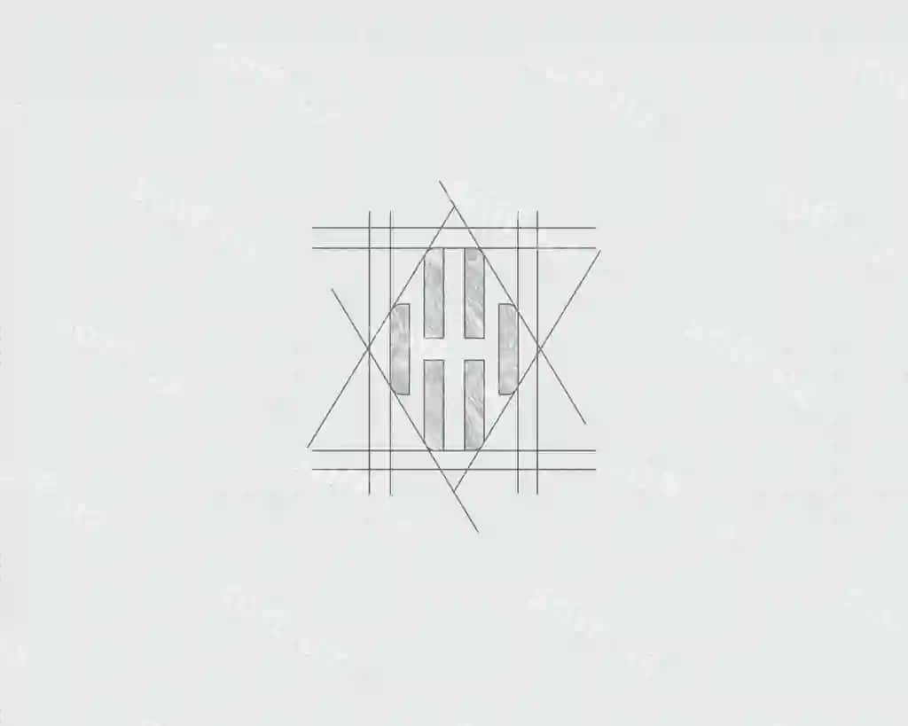 Qalam sketsasi minimalist logotip namunasi | Pencil sketch minimalist logo mockup