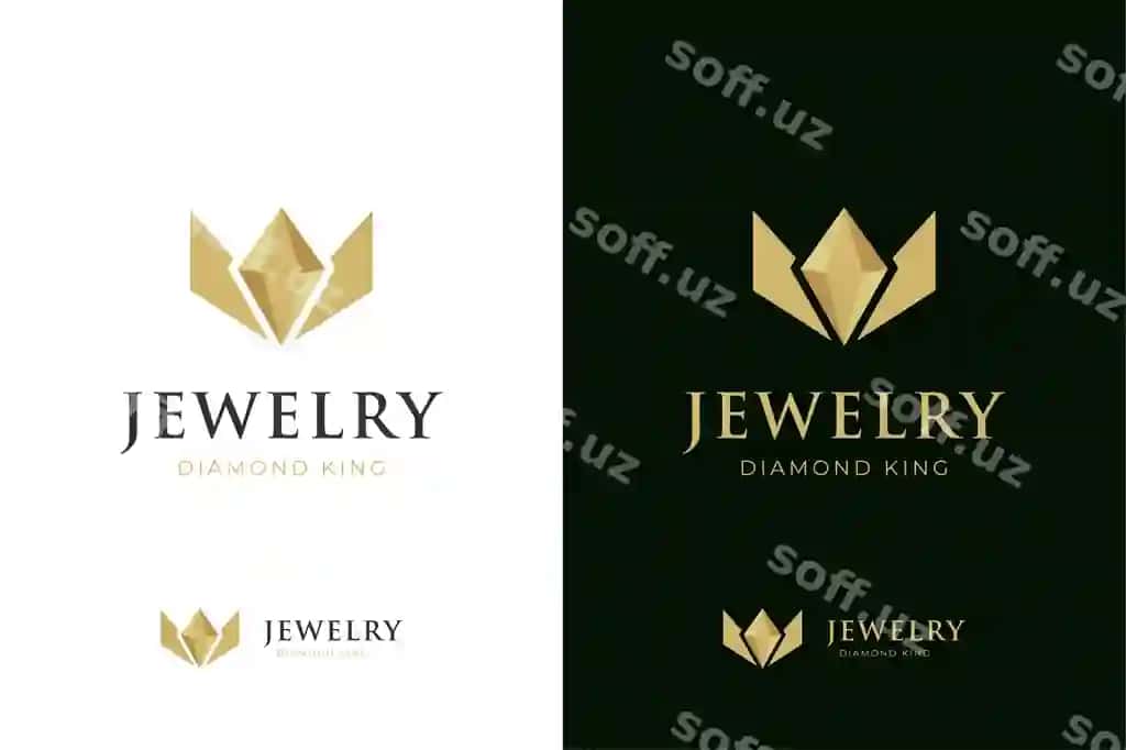 Chiroyli hashamat hindoston qirol sariqsha logo ikonka dizayn konsepsiyasi | Elegant luxury diamond king with crown logo icon design concept