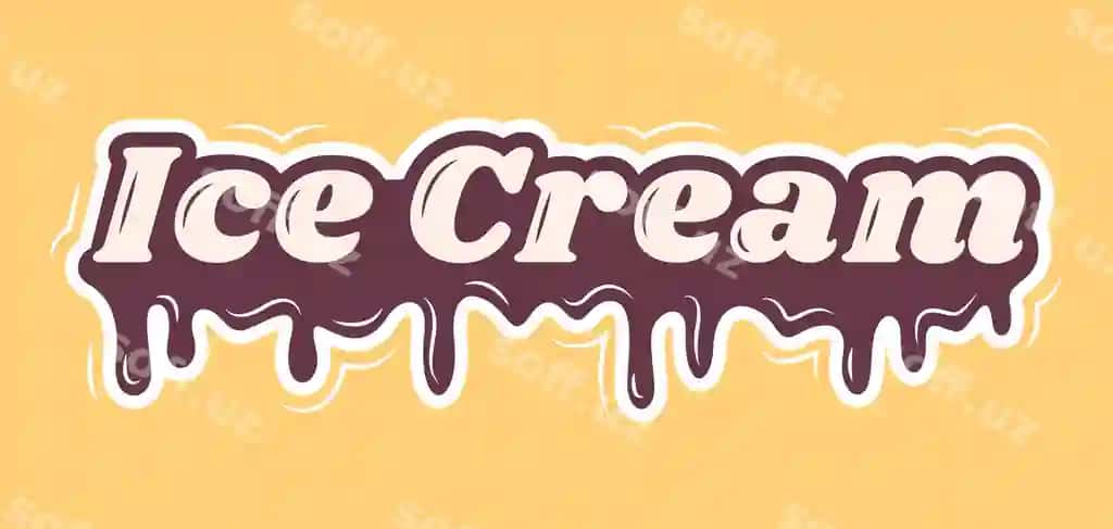 Muz qatiq vektor matn illustratsiyasi sariq fon | Ice cream vector text illustration yellow background