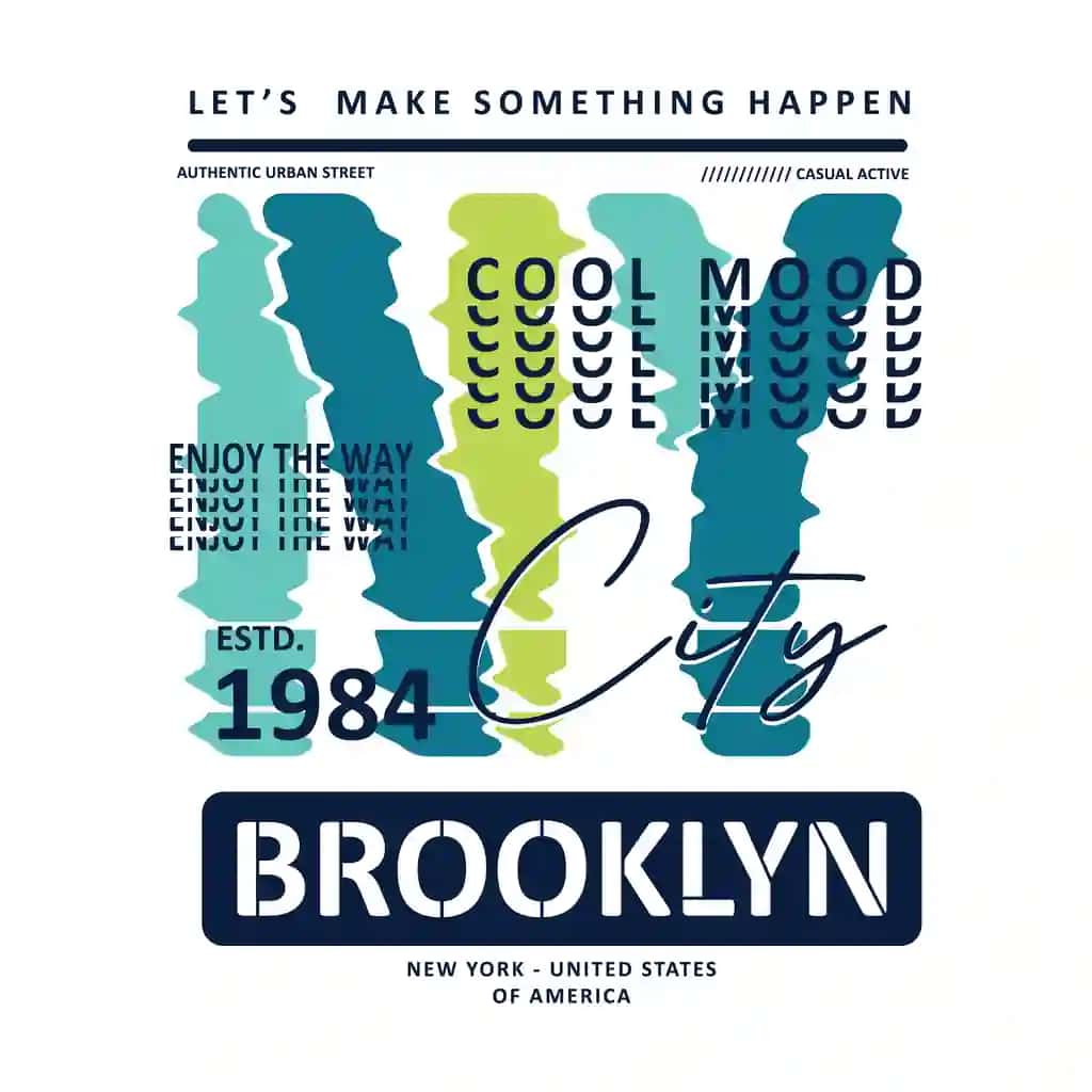 Bruklin tipografiyasi vektorli grafik dizayn moda illyustratsiyasi tasodifiy | Brooklyn typography vector graphic design fashion illustration casual