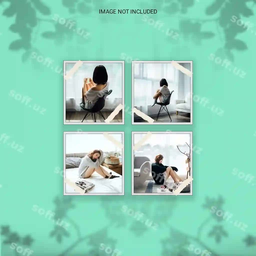 Zamonaviy minimalistik soyna overlay foto freym polaroid mockup premium | Modern minimalist shadow overlay photo frame polaroid mockup premium