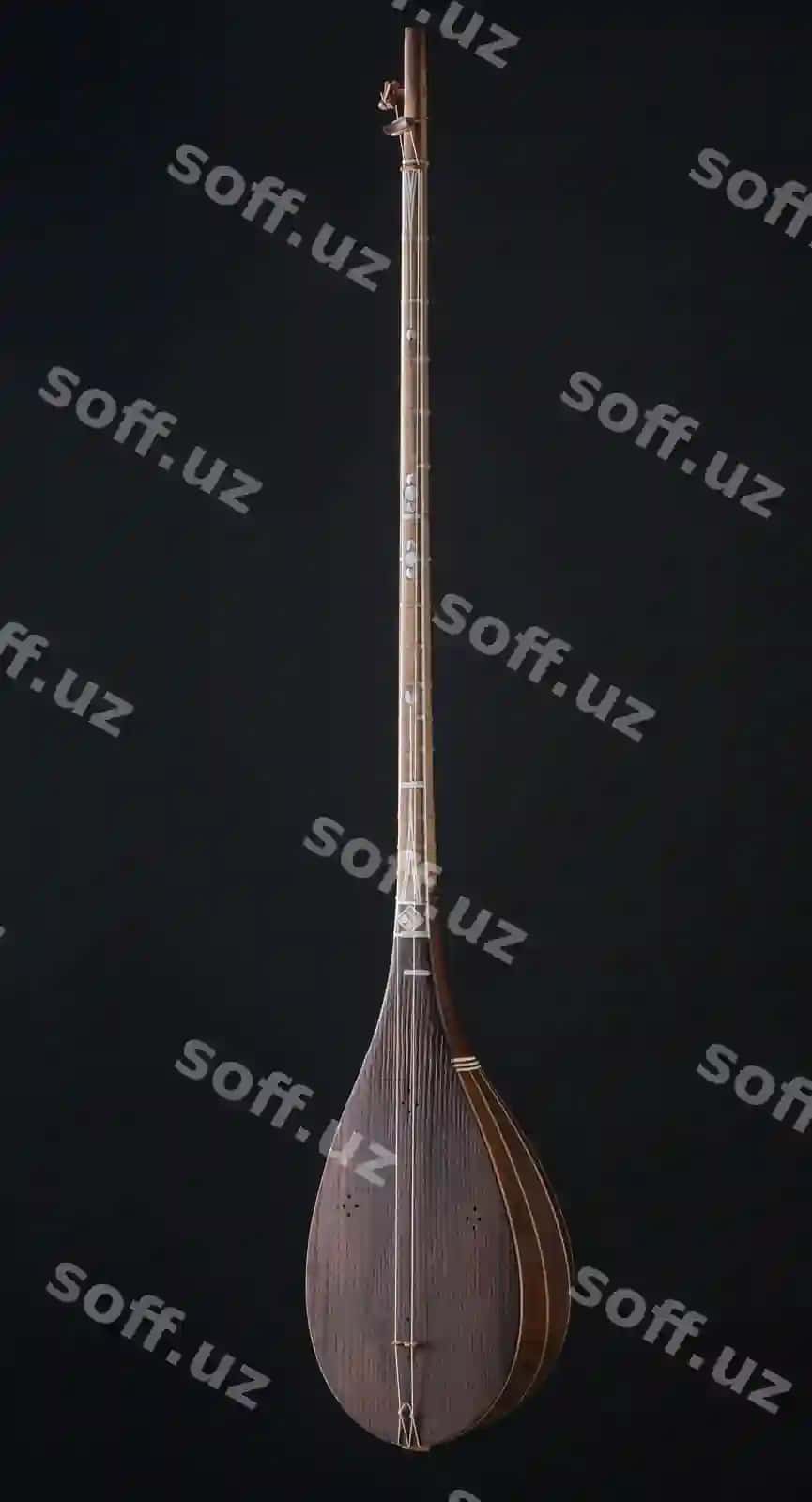 Qadimgi Osiyo torli cholg'u cholg'usi, orqa yorug'lik bilan qora fon | Ancient asian stringed musical instrument black background with backlight