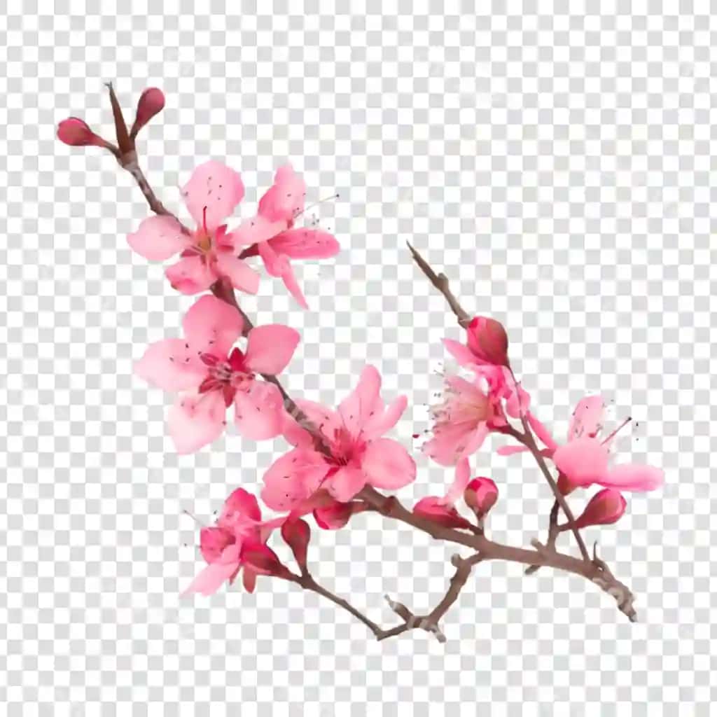 Sarmo pushti gullari shaffof orqa fonda | Branch pink flowers transparent background