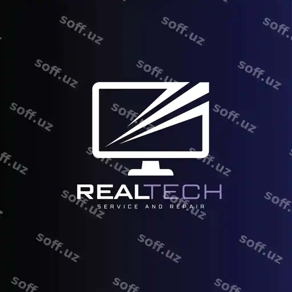 Haqiqiy texnologiya logotipi ekran logotipi monitor logotipi | Real tech logo screen logo monitor logo