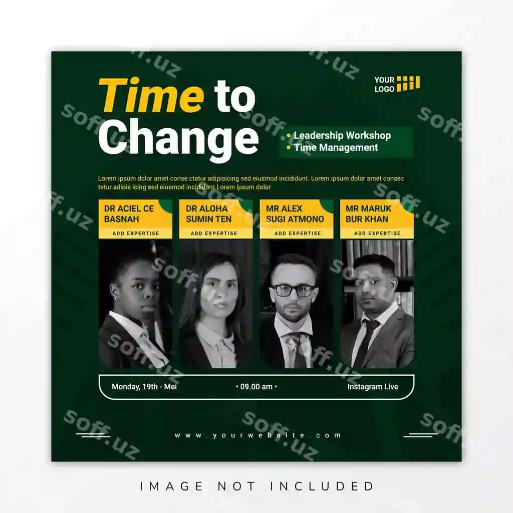 Dinamik vebinar master-klass ijtimoiy tarmoqlar posti shabloni | Dynamic webinar workshop social media post template