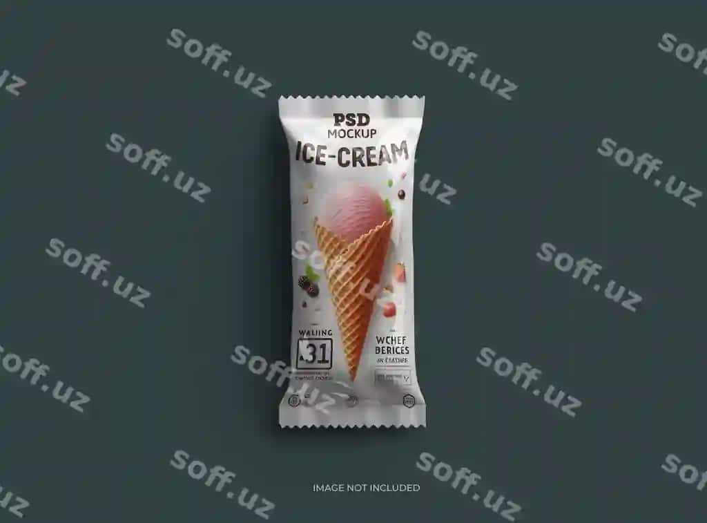 3d renderlangan mockup shabloni shinovar umumiy hordalangan muz qutisi | 3d rendered mockup template glossy generic sealed icecream packaging