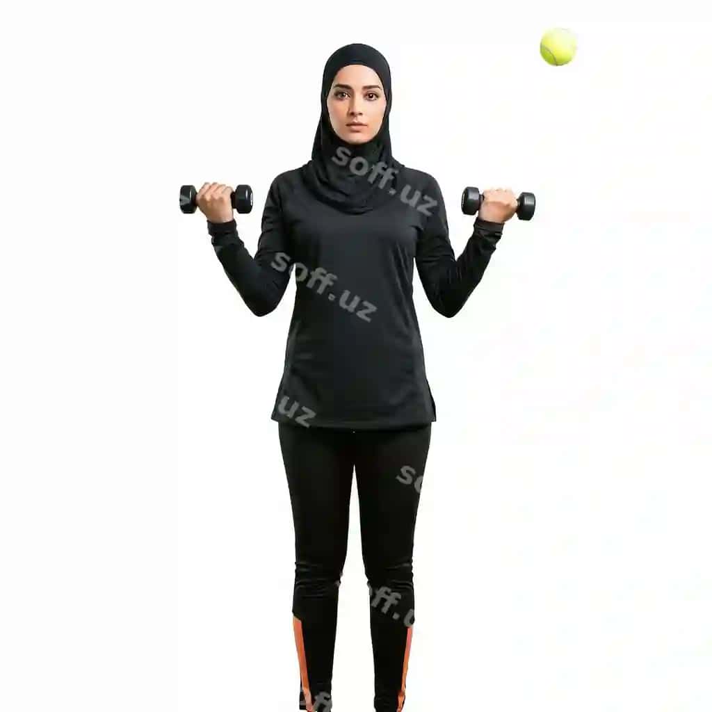 Fit muslima ayoli mashq qilmoqda | Fit muslim woman exercising