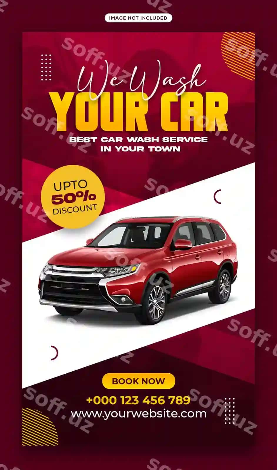 Avtomobil yuvish detall xizmati ijtimoiy tarmoqlar baneri Instagram post shabloni | Car wash detailing service social media banner instagram post template