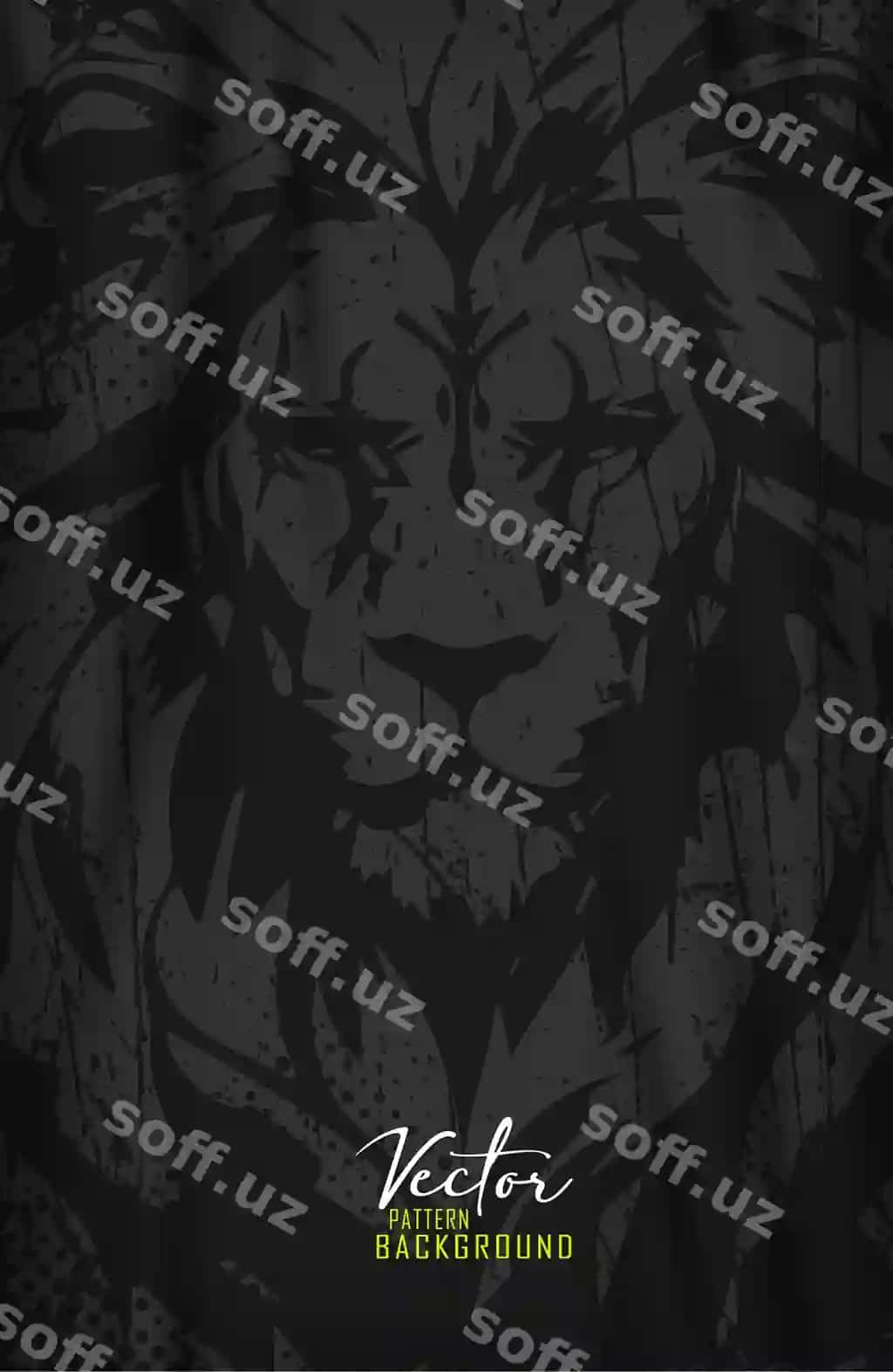 Dengli qora sher boshi silueti grungi teksturasi bilan | Fierce dark lion head silhouette with grungy texture