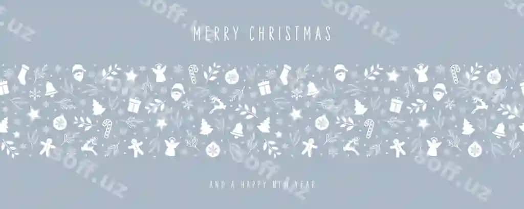 Rojdestvo ikon elementlari chegara bezatishi kartochka salom berish matni tek kanalsiz | Christmas icon elements border decoration card greeting text seamless
