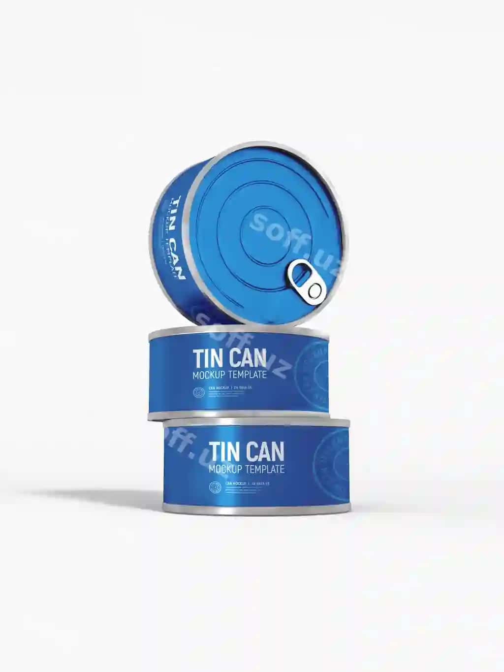 Shaffof metal ovqat quti qadoqlash namunasi | Glossy metal food tin can packaging mockup