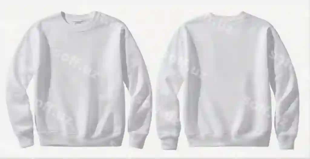 Komplekt oq old va orqa ko'rinish futbolka svitshot sviter uzun qo'lliq oq fonda | Set white front back view tee sweatshirt sweater long sleeve white background