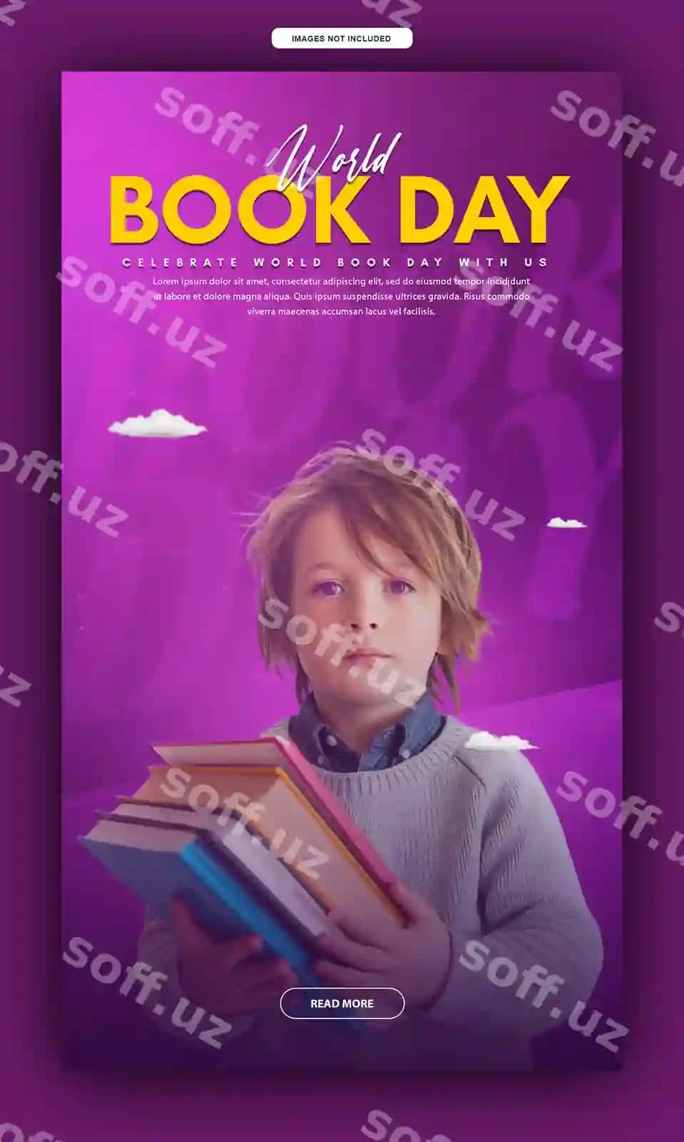 Zamonaviy dunyo kitob kuni Facebook stori uchun bepul psd | Modern world book day facebook story free psd