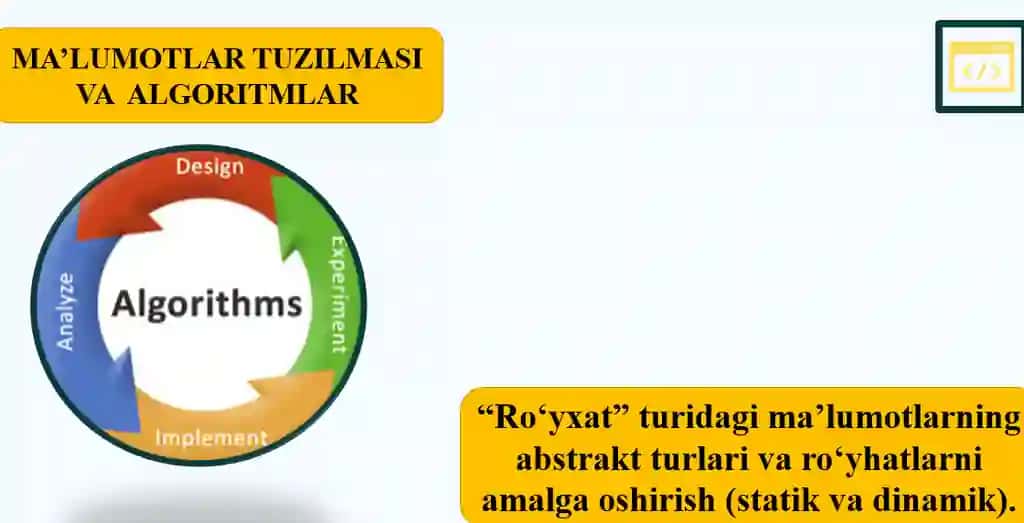 Ro‘yxatlar ustida amallar bajarish. Bog‘langan ro‘yxatlar