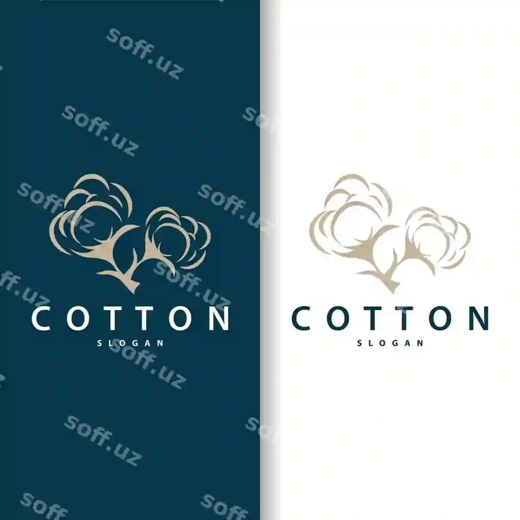 Paxta logotipi yumshoq silliq paxta o'simi dizayni biznes brendlari bilan | Cotton logo soft smooth cotton plant design business brands with