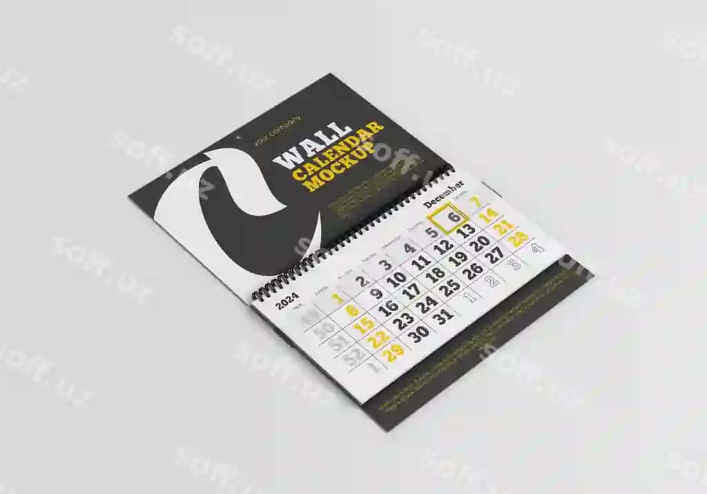 Devor kalendari mockup | Wall calendar mockup