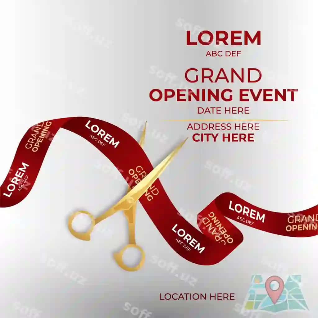 Hashmli katta ochildish jozib qizil lenta brend nomi bilan | Luxury grand opening with attractive red ribbon brand name
