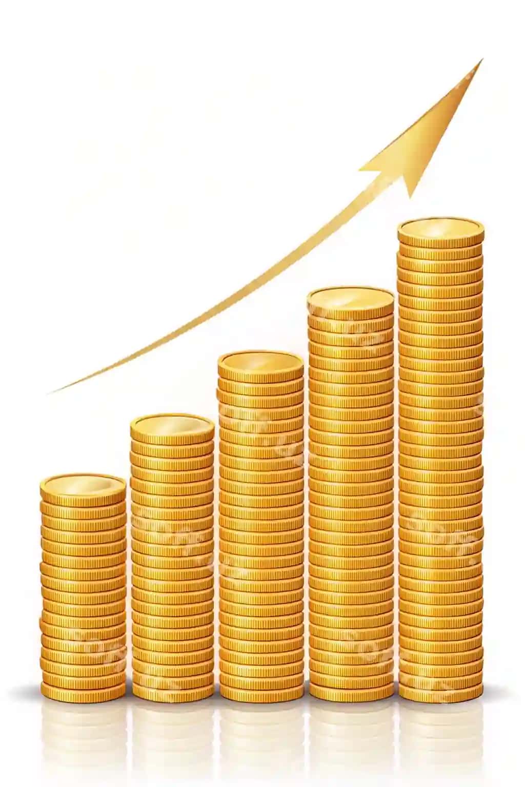 Yig'ilgan tangalar o'sish grafiki o'sib borayotgan daromadni ifodalovchi | Stacked coins growth chart representing rising revenue