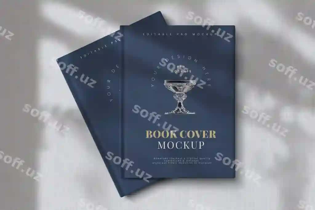 Kitob varaqi namuna PSD tahrir qilish mumkin bo'lgan dizayn | Book cover mockup psd editable design