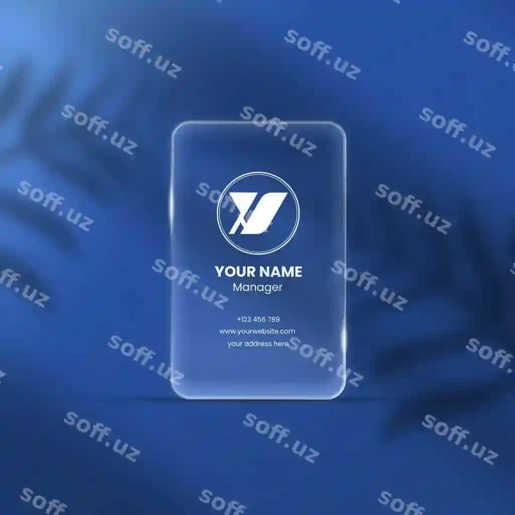 3d shisha biznes karta mockup | 3d glass business card mockup
