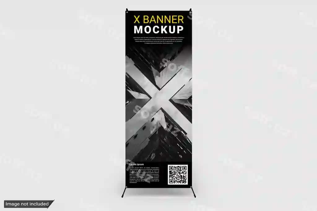 Tirmondagi X banner namunasi | Standing x banner mockup