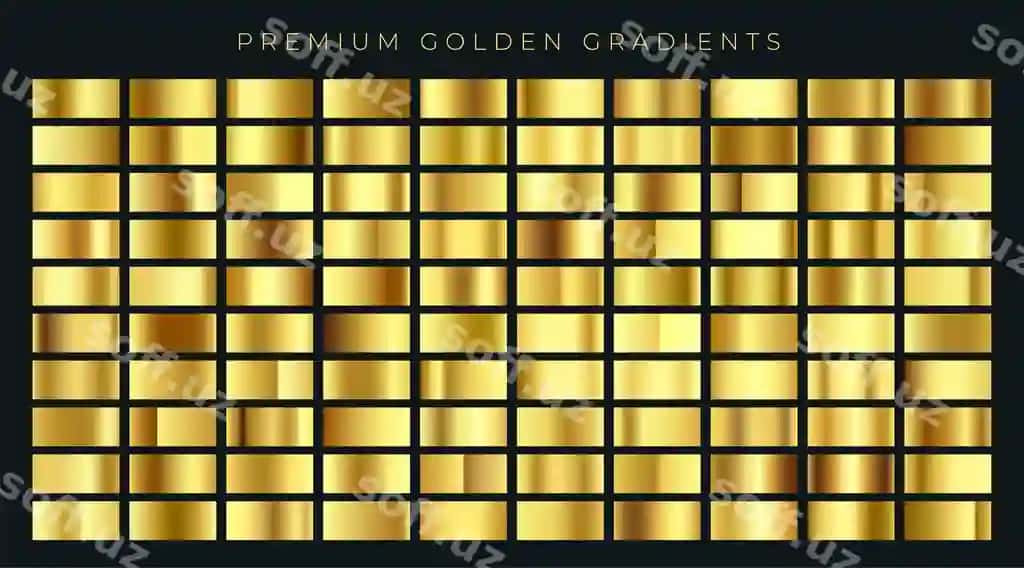 Katta katta to'plam oltin gradientlar orqa fonda namunalar | Huge big collection golden gradients background swatches