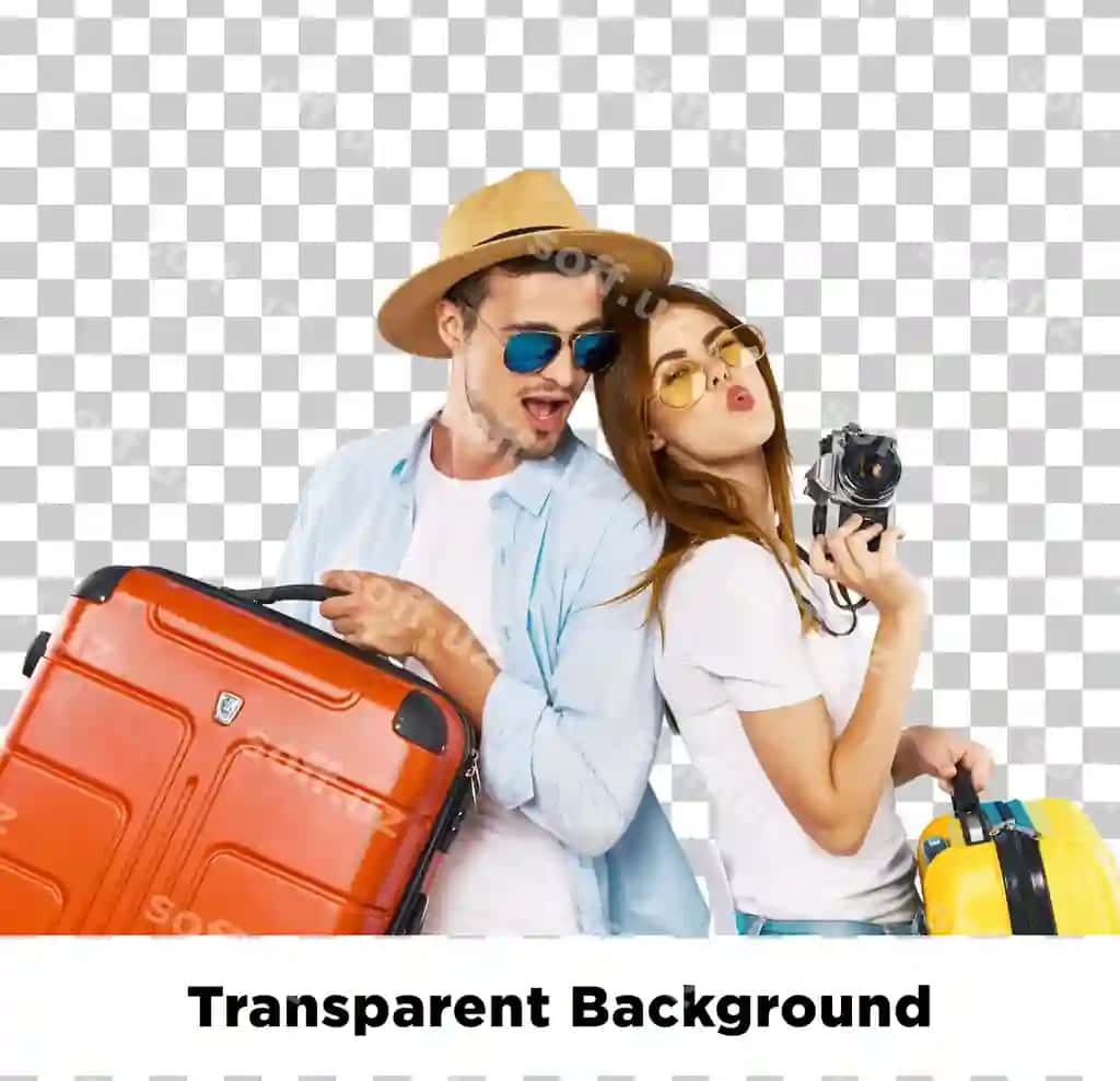 Baxtli juftlik bagaj va kamera bilan dam olishlarini tayyor qilmoqda. | Happy couple ready their vacation with luggage camera